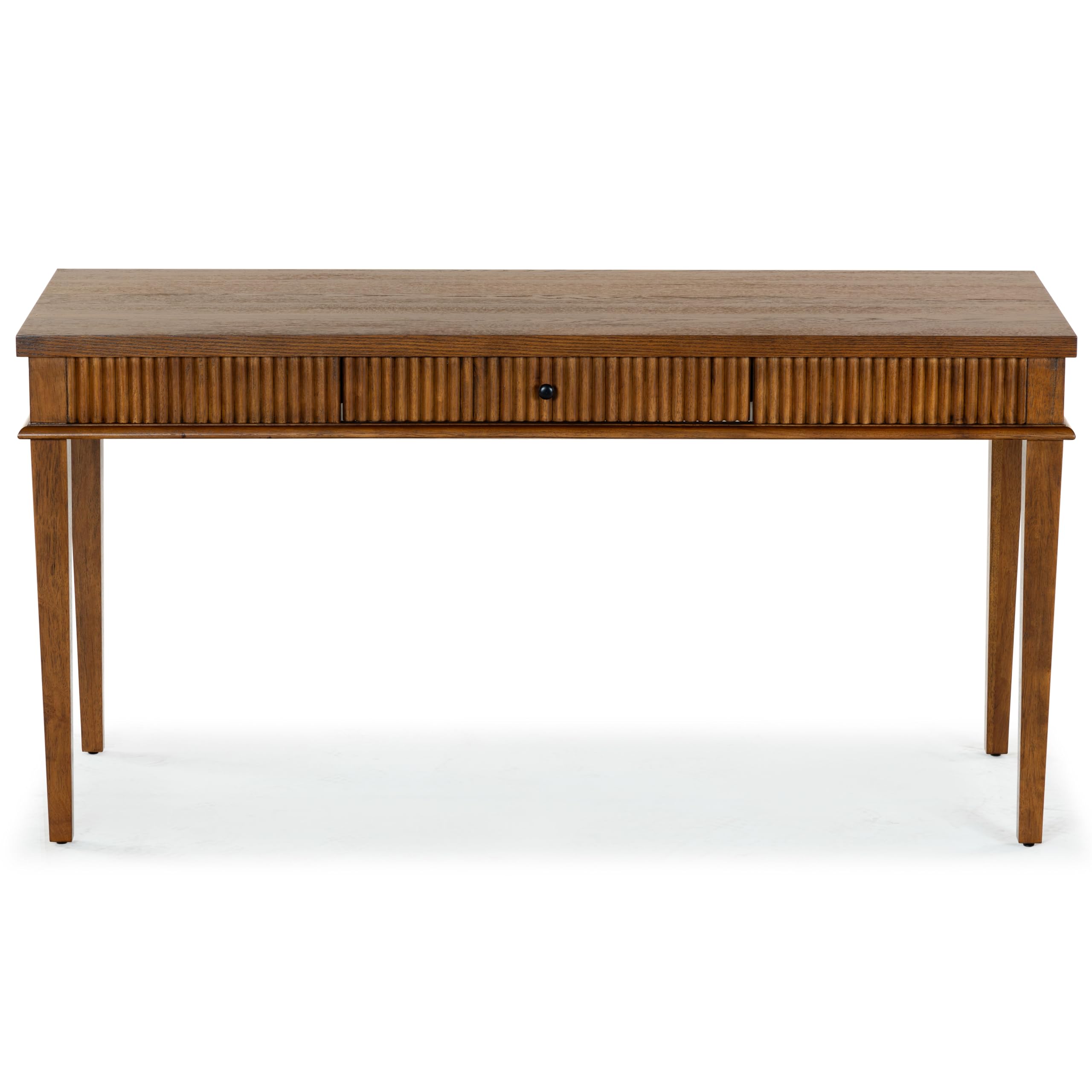 SAFAVIEH Couture Collection Shelbie Medium Oak Brown & Black 1-Drawer Reeded Computer Table Office Writing Desk