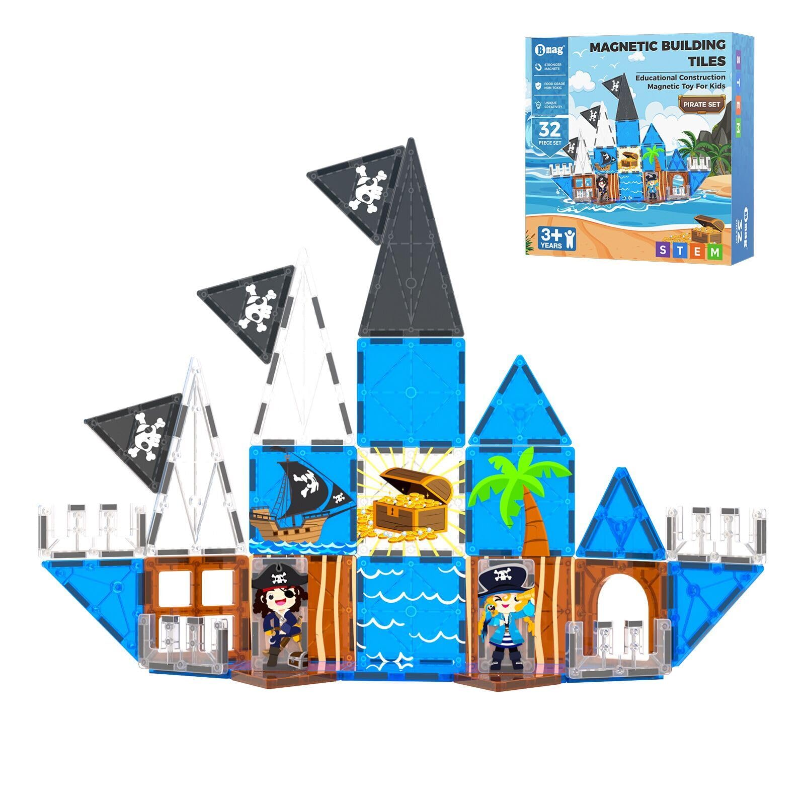 第五人格 空軍 メタルブックマーカー 3個セット Amazon.com: Bmag Magnetic Tiles for Kids,32 PCS Pirate Set with 3D