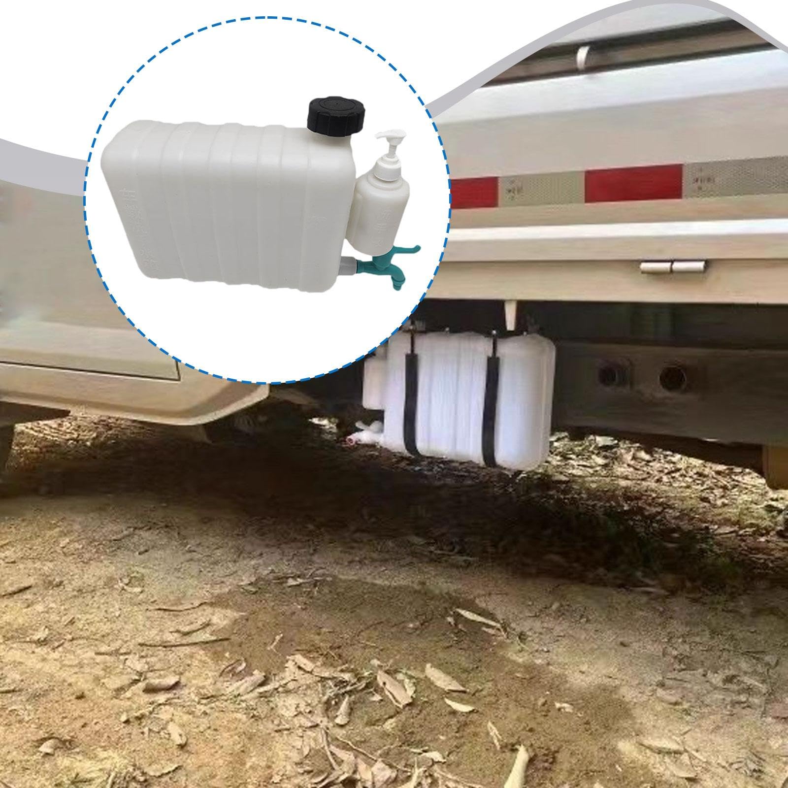 Depósito de Agua Portátil Tanque Accesorio Almacenamiento con Grifo Botella para Jabón Hecho en PP Diseño Colgable Adecuado para Remolques Vehículos R