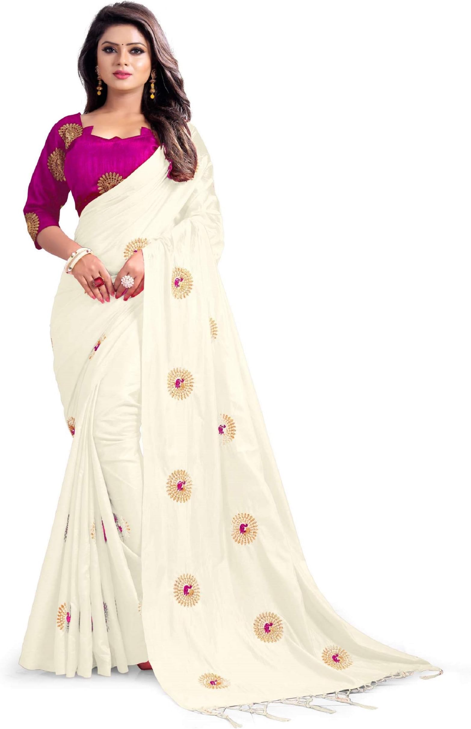 Women's Banarasi Silk Saree With Unstiched Blouse Piece