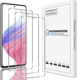 (3 Pack) Orzero Compatible for Samsung Galaxy A53 5G, A52, A52 5G Tempered Glass Screen Protector, Front Camera Cutout 2.5D Arc Edges 9H High Definition Anti-Scratch Bubble-Free (Lifetime Replacement)