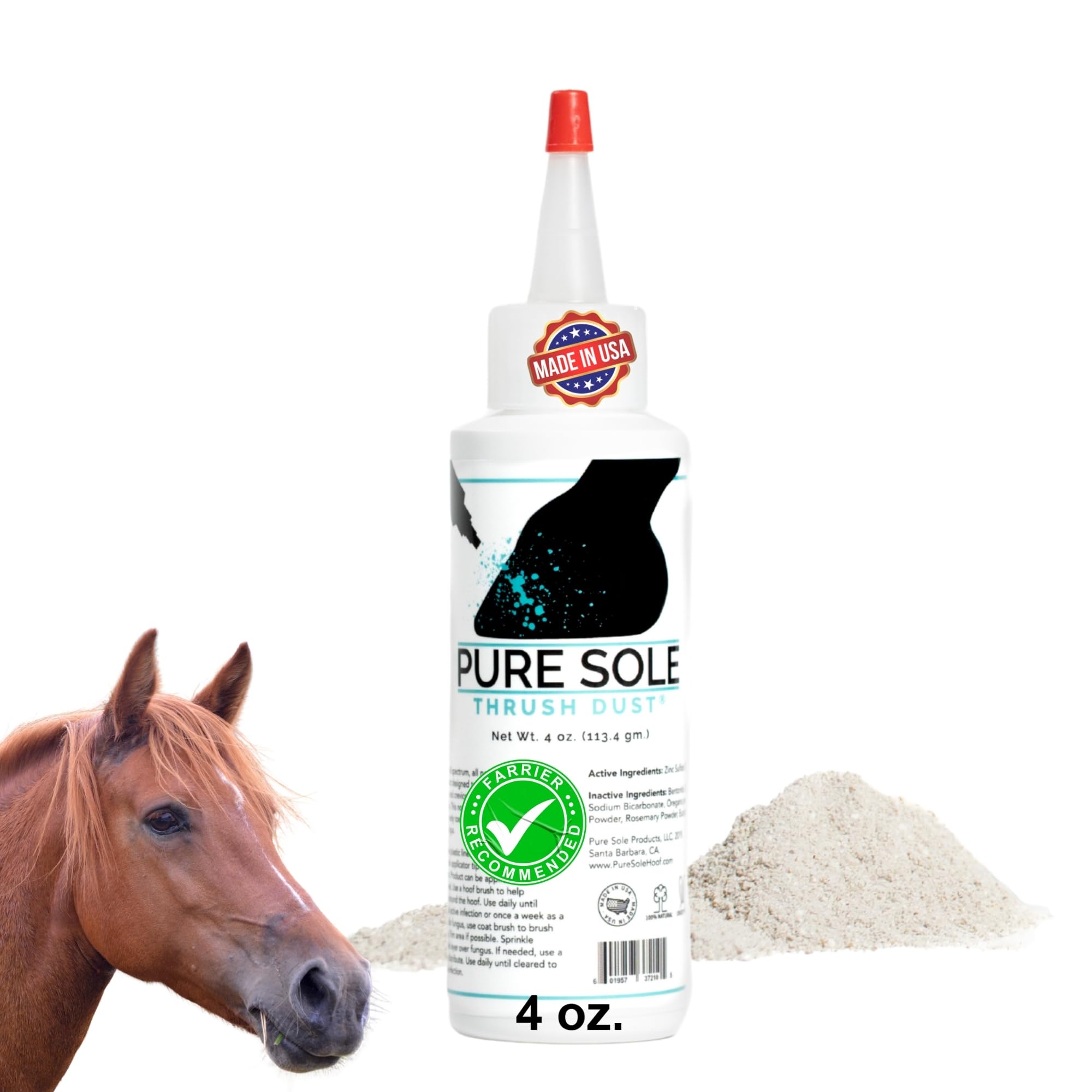 Thrush Treatment for Horses Thrush Dust 4 oz – Non-Caustic Horse Hoof Powder for Cracks, Frogs and White Line | Helps to Maintain Healthy Hooves | Helps with Rain Rot and Coat Issues