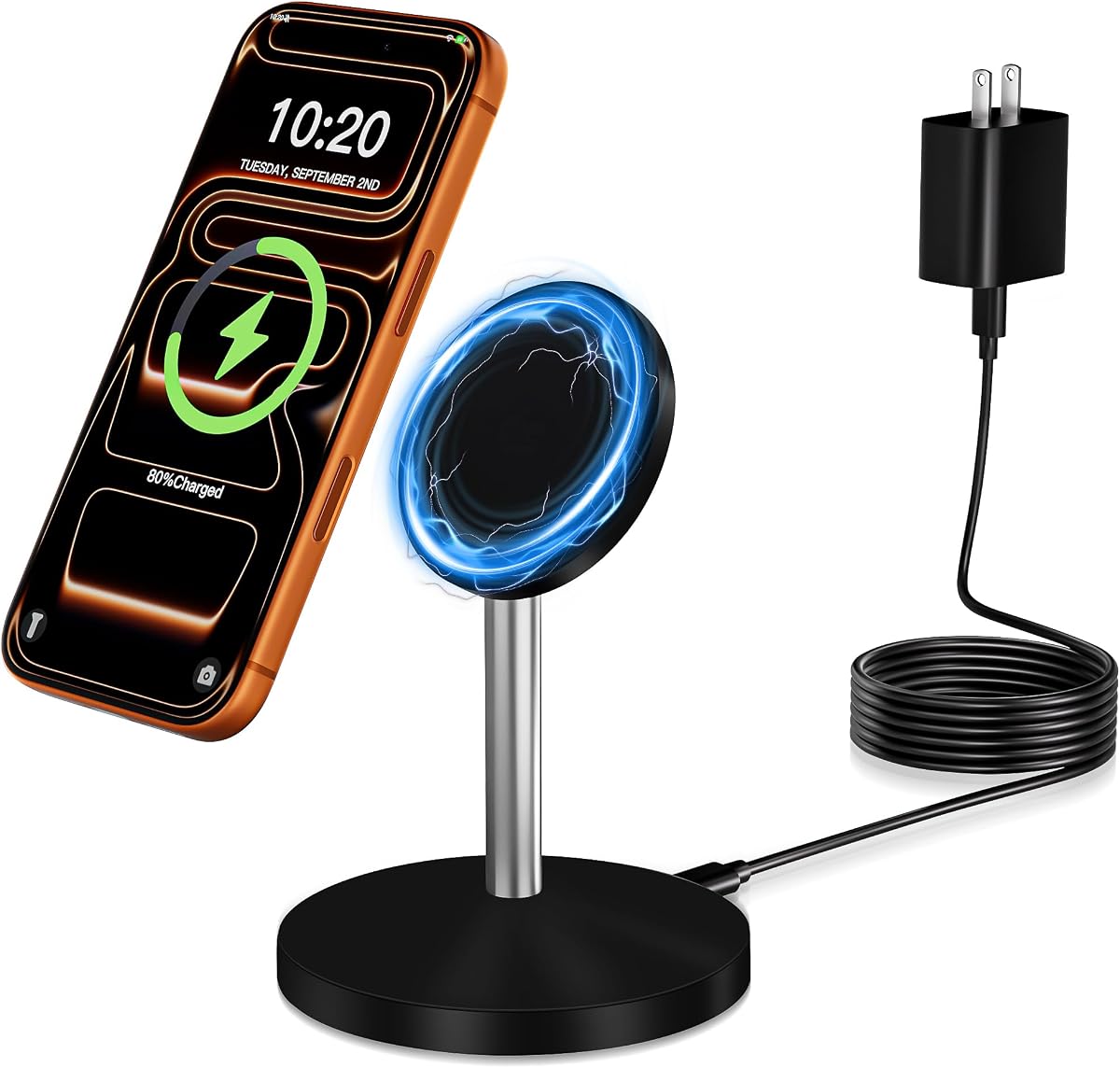 Magnetic Wireless Charging Station,25W Fast Charger 6FT Mag safe Wireless Station Pad,Magnetic Mag-Safe 360° Charger Stand for iPhone 17/17 Pro/Air/17 Pro Max/16 Pro Max/15/14/13/12, AirPods Pro 2/3/4