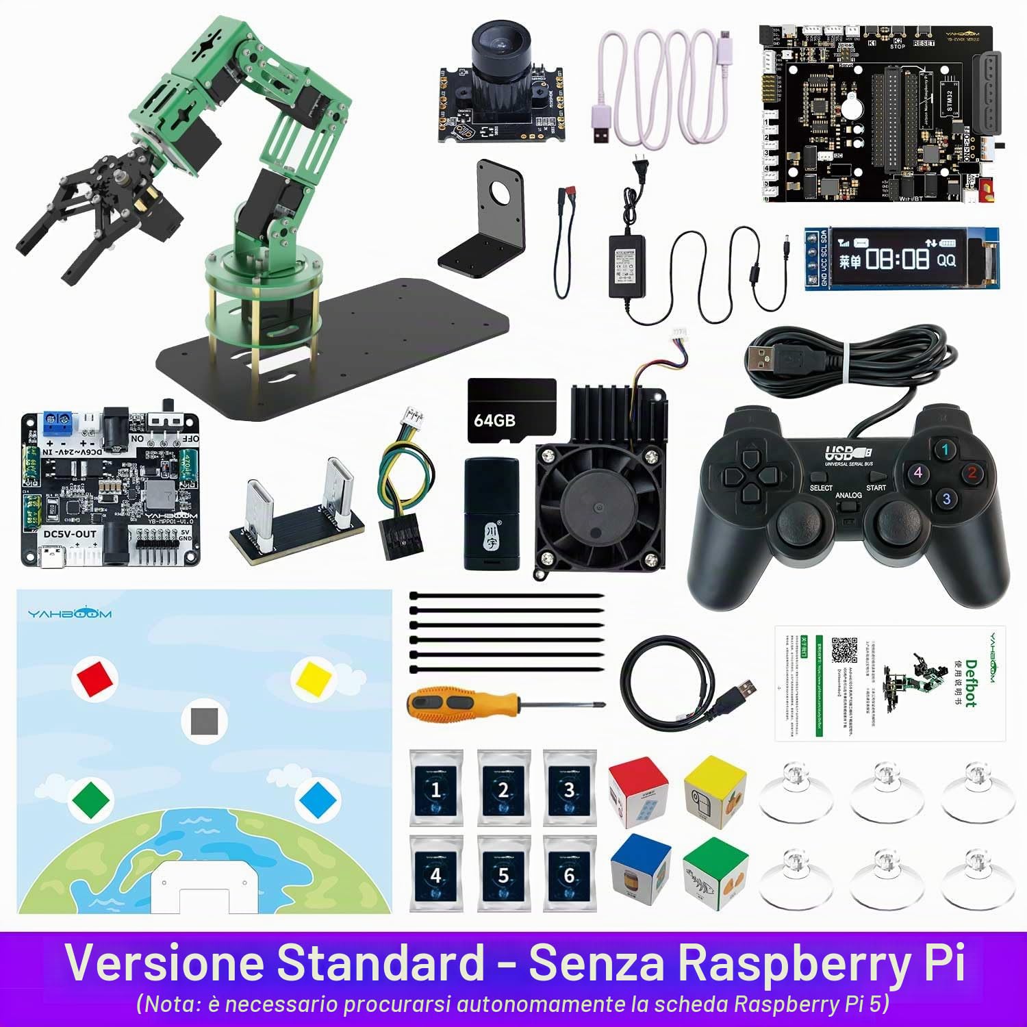 Yahboom 6DOF Robotic Arm for Raspberry Pi 5 ROS2,3D AI Vision Camera | Desktop Collaboration, Developed Python Programming for Mechanical Engineer(Standard without Pi5)