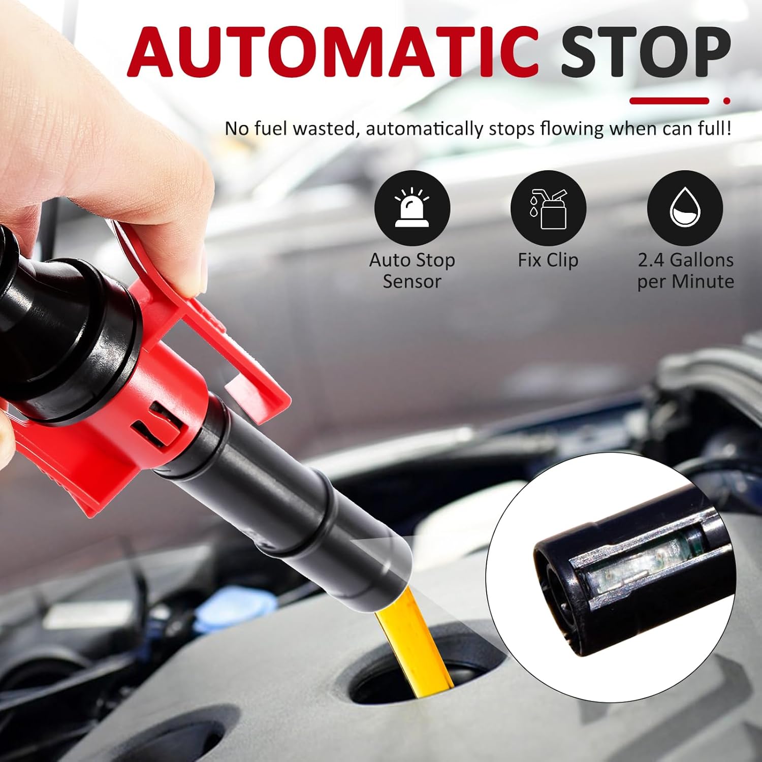 Fuel Transfer Pump, Automatic Portable AA Battery Gas Pump Easy & Durable Fuel Pump Leak Prevention (Auto Stop) Liquid Transfer Pump Diesel Fuel Can for Cars, Lawn Mowers, Boats