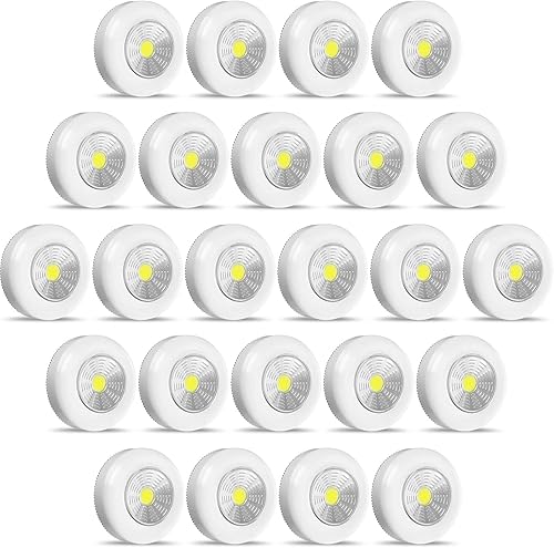 24 luces LED inalámbricas para debajo del gabinete, iluminación de 60 lúmenes, portátil, funciona con pilas, mini luces táctiles para armario, luces