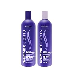 Clairol Professional Shimmer Lights Purple Shampoo Conditioner Neutralizes Brass Yellow Tones For Blonde Silver Gray Highlighted Hair BUNDLE