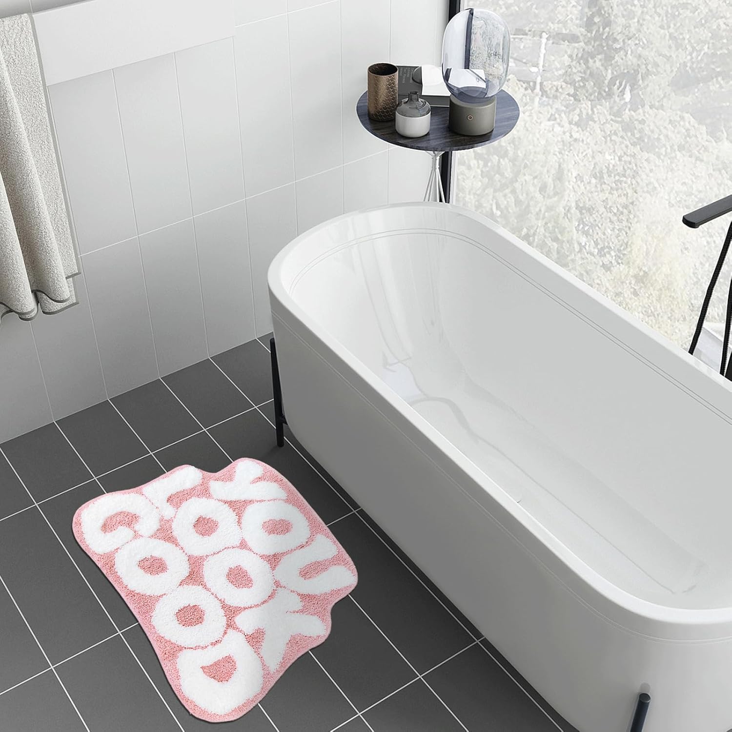 You Look Good Bath Mat Cute Bathroom Rugs, Pink Kitchen Rugs Door Mats Soft & Absorbent Plush Coral Fabric, Cool Funny Indoor Welcome Mats Home Carpets Non-Slip Washable 25”x21”