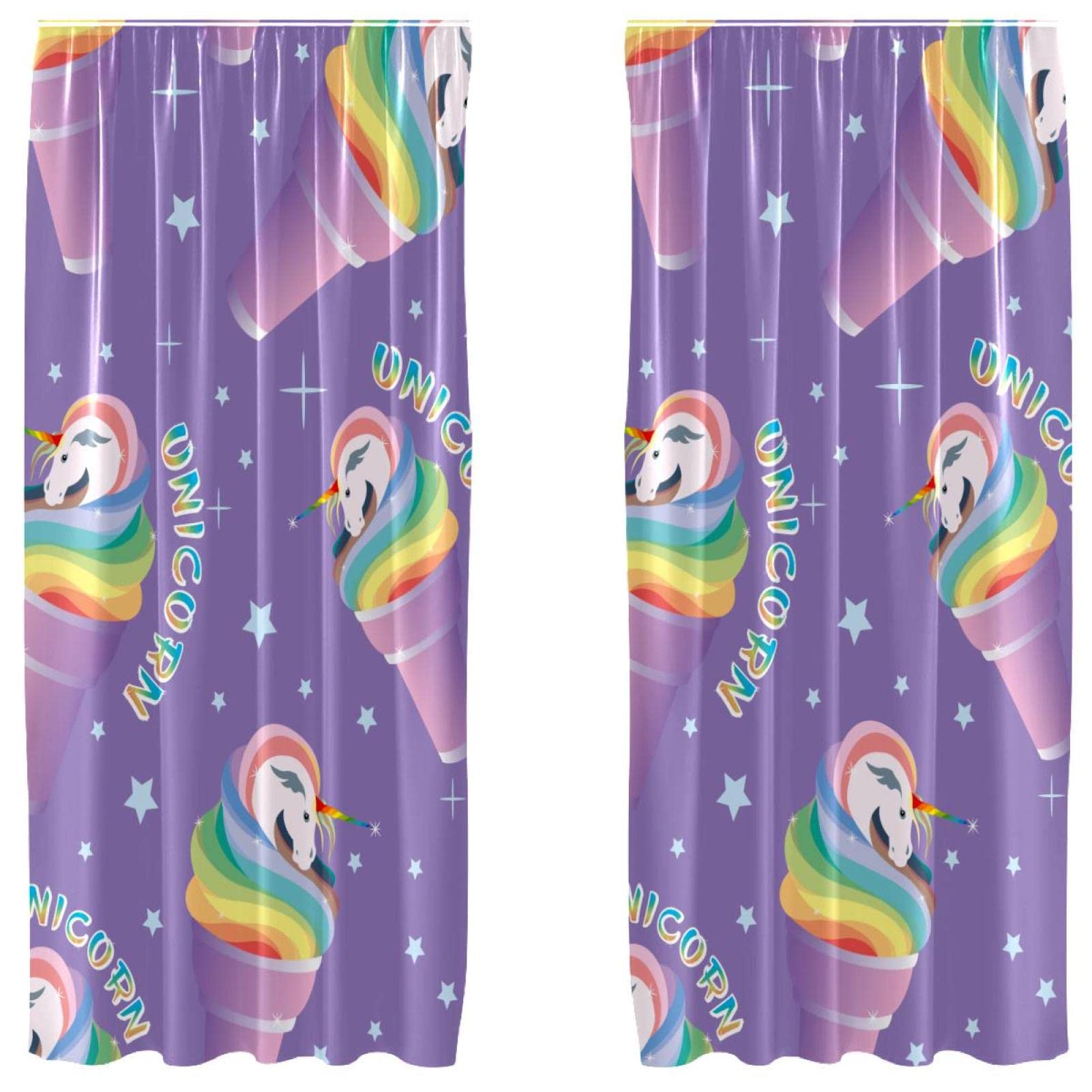 Cortinas de unicornio morado helado de 55x84 pulgadas paneles decorativos para pasabarra