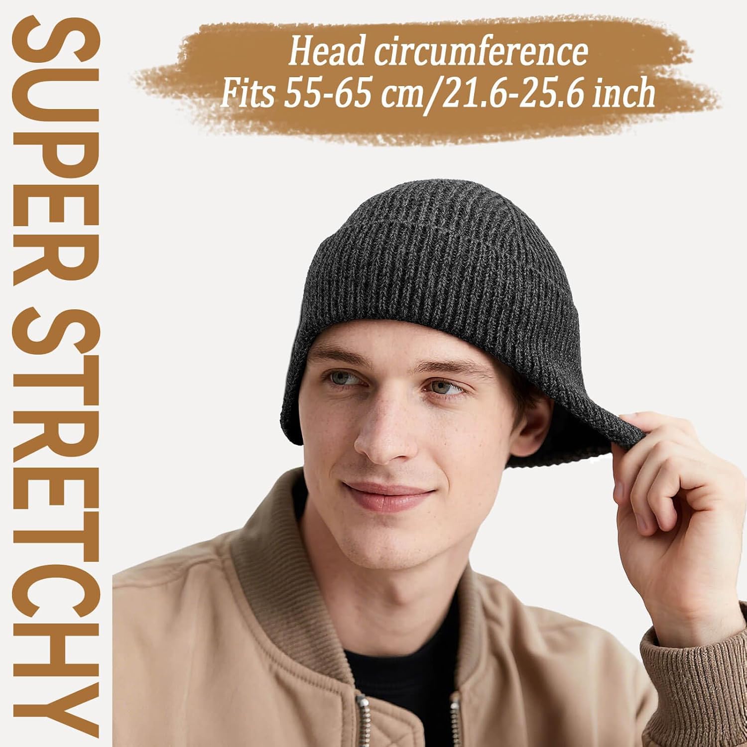 OZERO Winter Beanies Hats Men: Beanie with Ear Flaps Outdoor Thermal Knitted Hat - Warm Ski Stocking Polar Fleece Cuffed Cap - Image 2