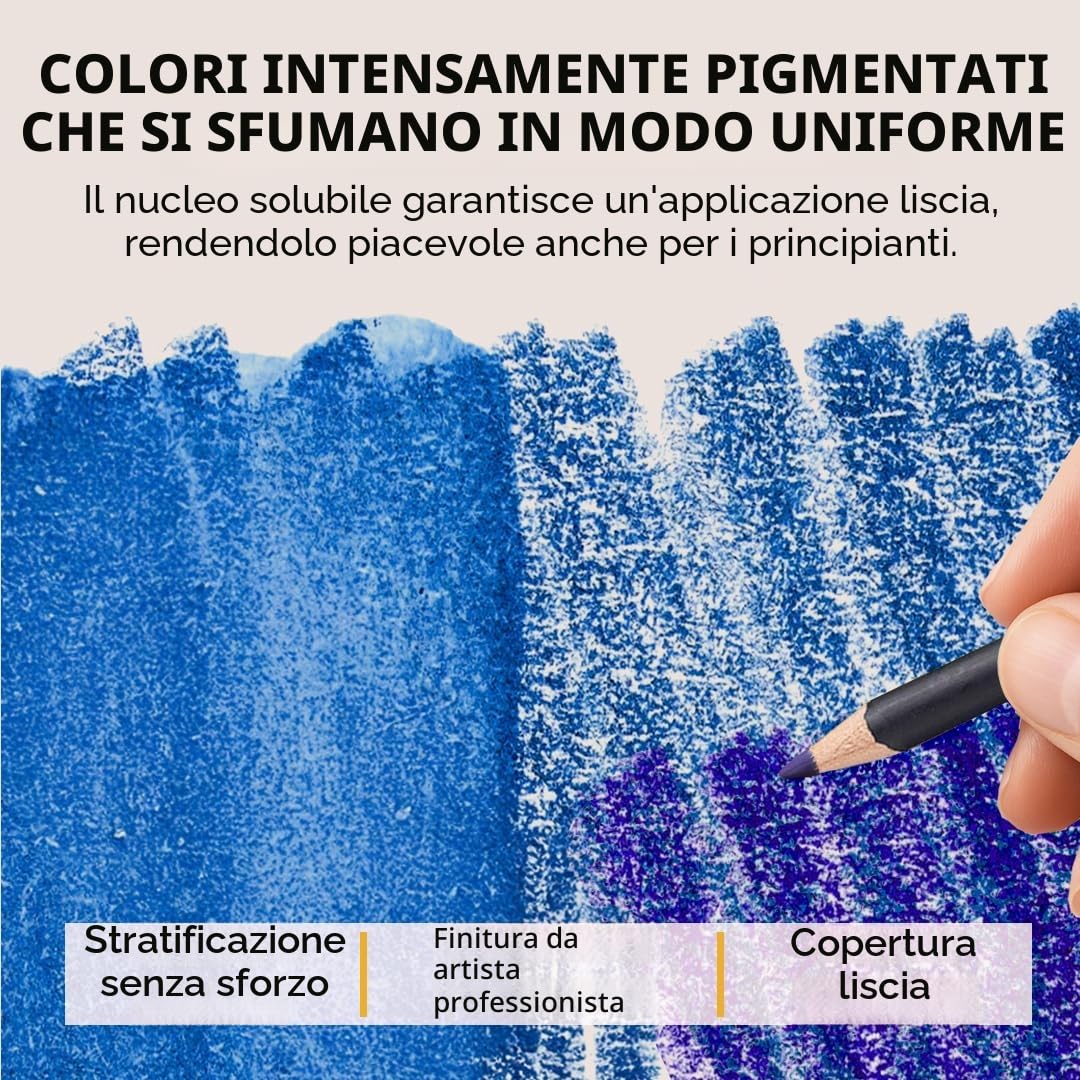 Castle Art Supplies 120 matite ad acquerello con integratori | Pigmenti vibranti di qualità | Disegna e dipingi allo stesso tempo | Per adulti dilettanti e professionisti | In una custodia