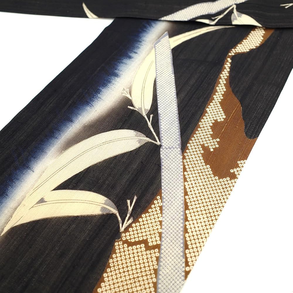 Amazon | 夏物 しょうざん 京都 名古屋帯 九寸 生紬 染め帯 柿渋染 黒