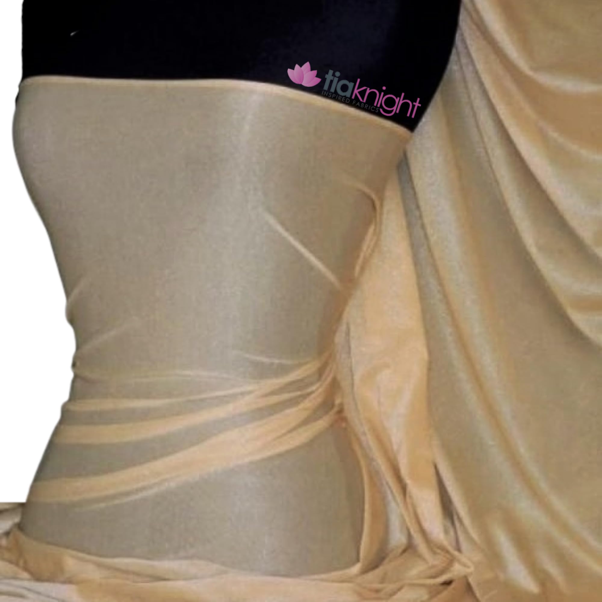 Tia Knight Inspired Fabrics Skin/Silver Shimmer Gold- Polyester-Polyamide 4 Way Stretch Dressmaking Fabric, Sold By The Metre, Tia Knight ()