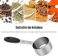 Vista 3 de Cuchara de café de 18 taza de 1.0 fl oz, taza medidora de café de acero inoxidable, cucharada de medición con mango cómodo, para café en grano