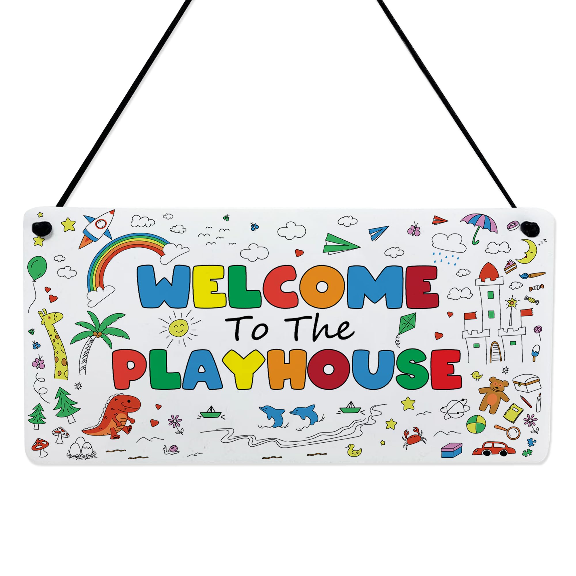 Red Ocean Playhouse Welcome Sign For Kids Children Garden Playhouse Decor Plaque Gift For Son Daughter Novelty Playroom Nursery Signs