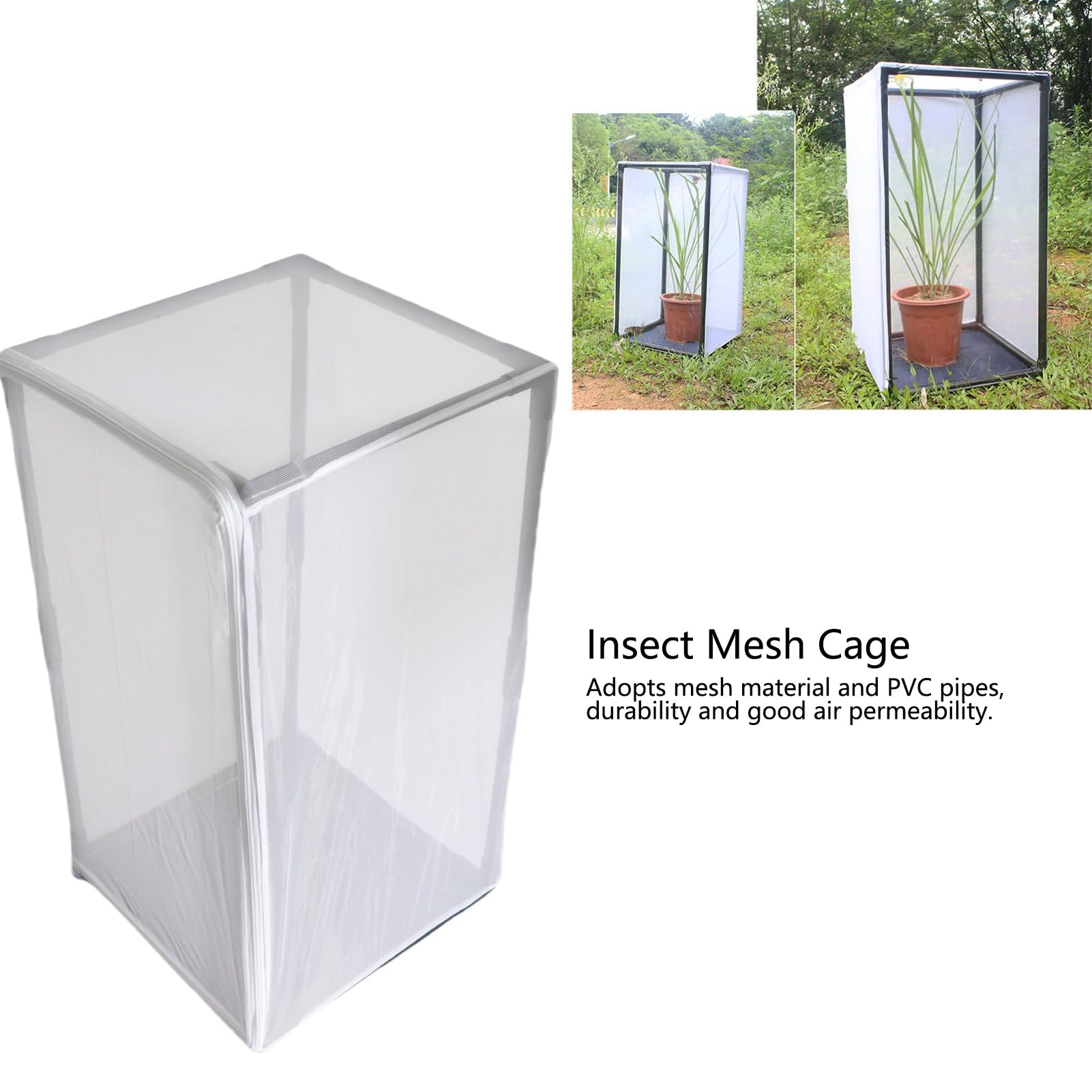 Insektenzuchtkäfig aus Netzmaterial mit PVC-Rohren, 42 x 42 x 77 cm, für Schmetterlinge und kleine Insekten, tragbar mit Griff