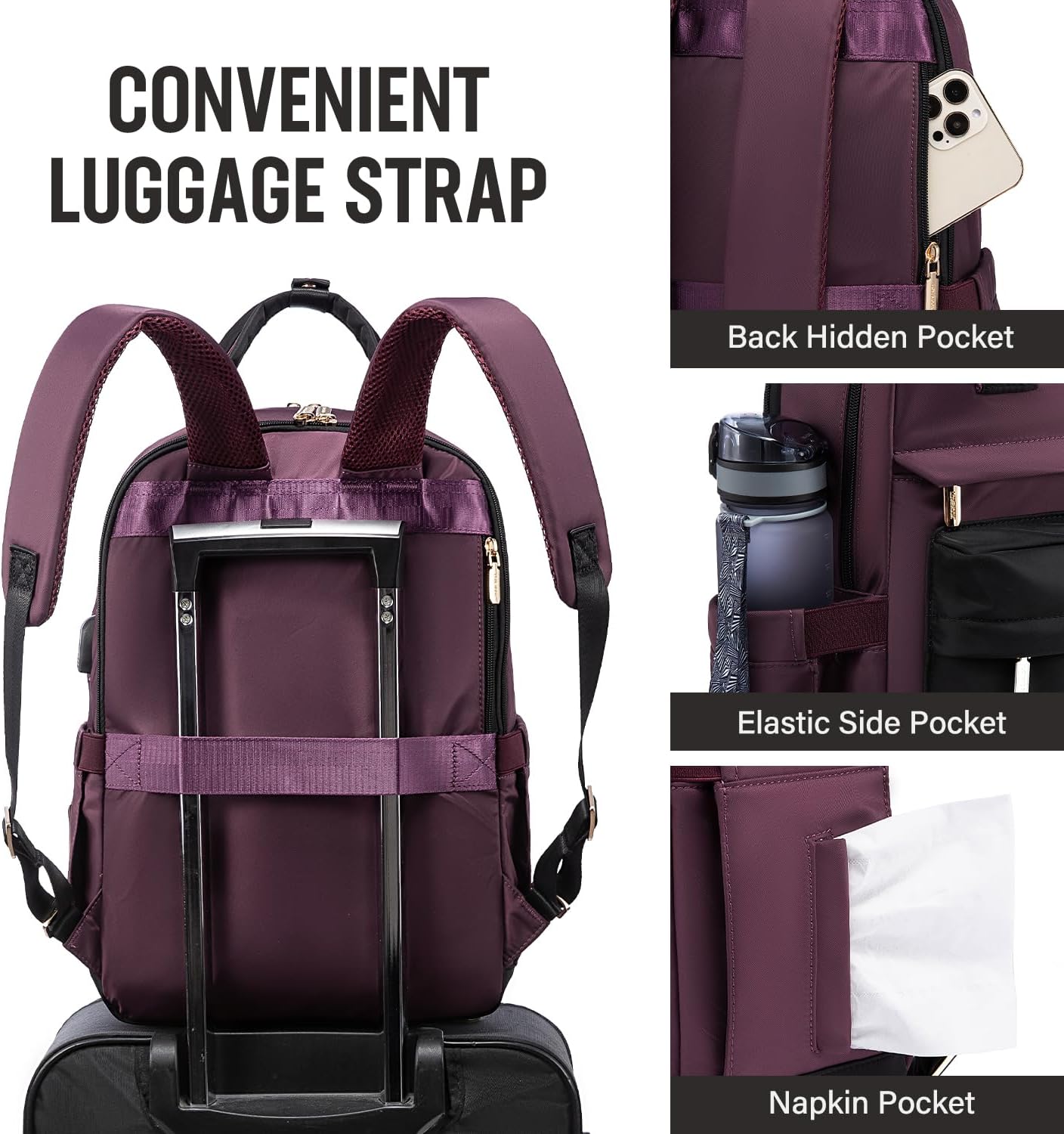LOVEVOOK Laptop Backpack for Women Men, 17.3 Inch Laptop Bag with USB Port Fashion Waterproof Backpacks Teacher Nurse Stylish Travel Bags Vintage Daypacks for College, Work