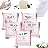 Milky Gluta White Soap 20x, Milky Gluta White Soap, Glutamilk 𝐖𝐡𝐢𝐭𝐞𝐧𝐢𝐧𝐠 Soaps, Glutamilk Premium BarSoap for Face & Body, Deep Cleanse, Exfoliate & Hydrated (5PCS)