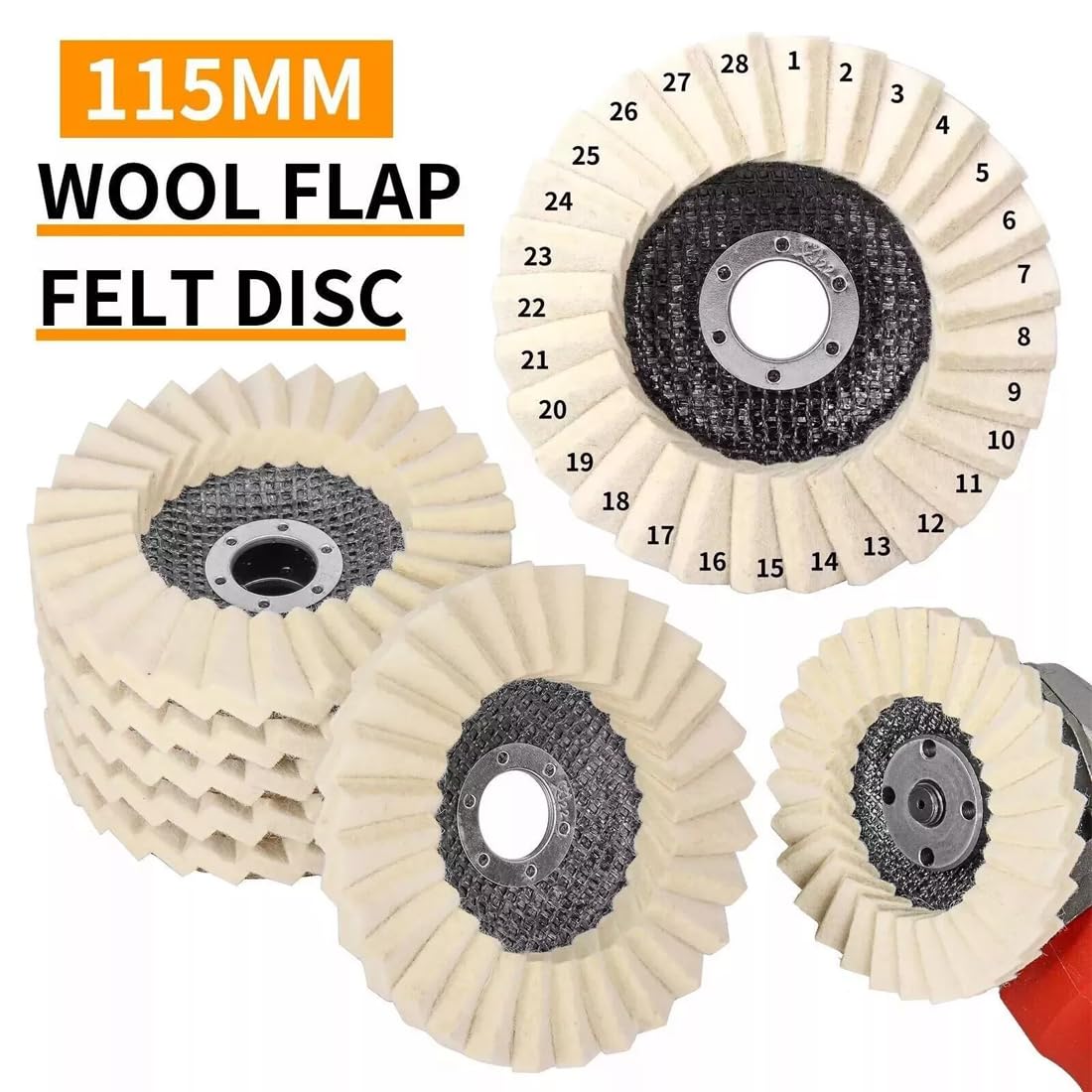 2 dischi lamellari in feltro da 115 mm, dischi per lucidatura in lana, dischi per lucidatura per smerigliatrice angolare per lucidatura metallo legno