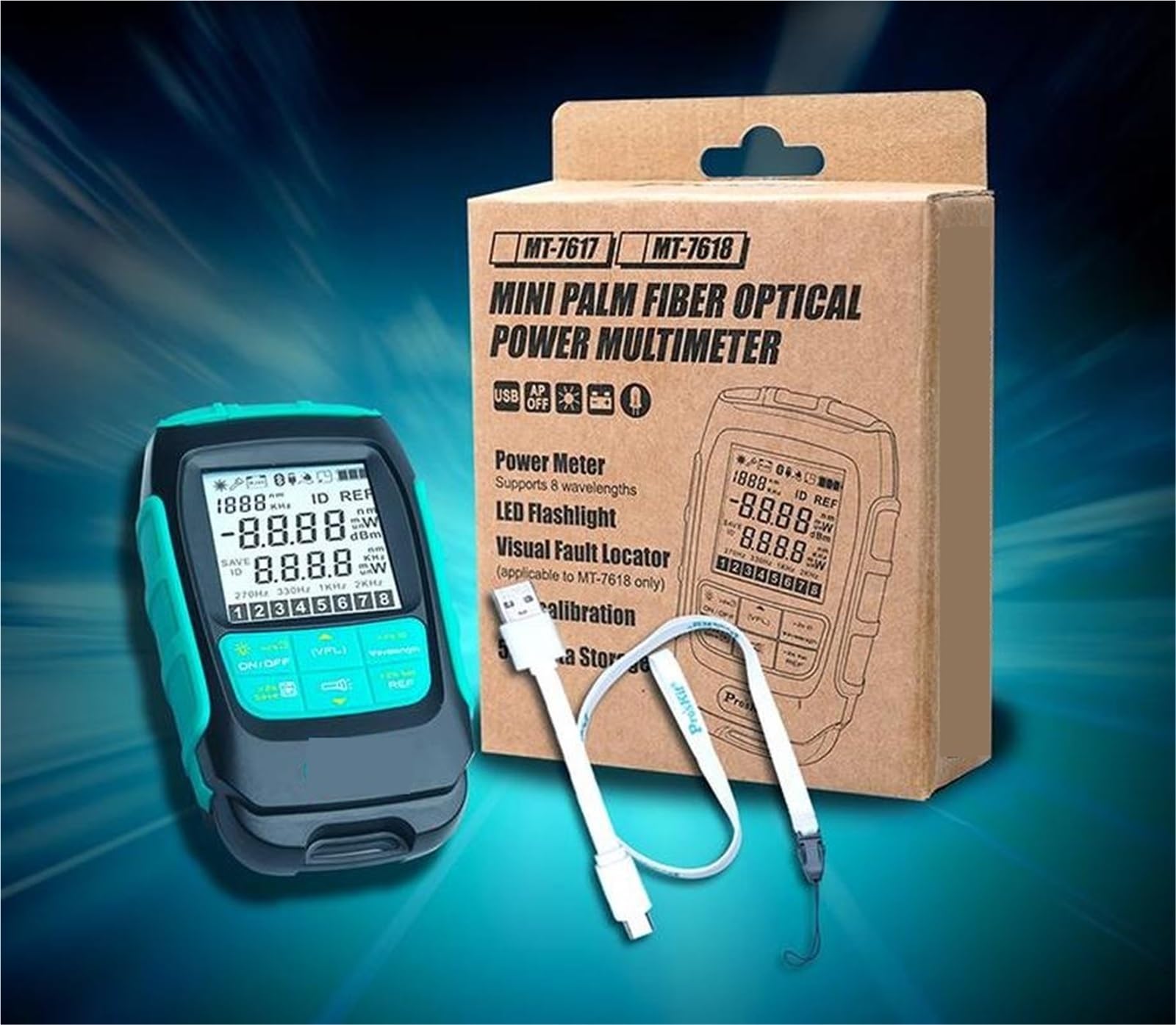 OTDR, Detector de punto de ruptura de potencia de fibra óptica LED mini USB 2 en 1 MT-7617, apto for DB, DBm, NW, MW y UW.,Antiinterferencias