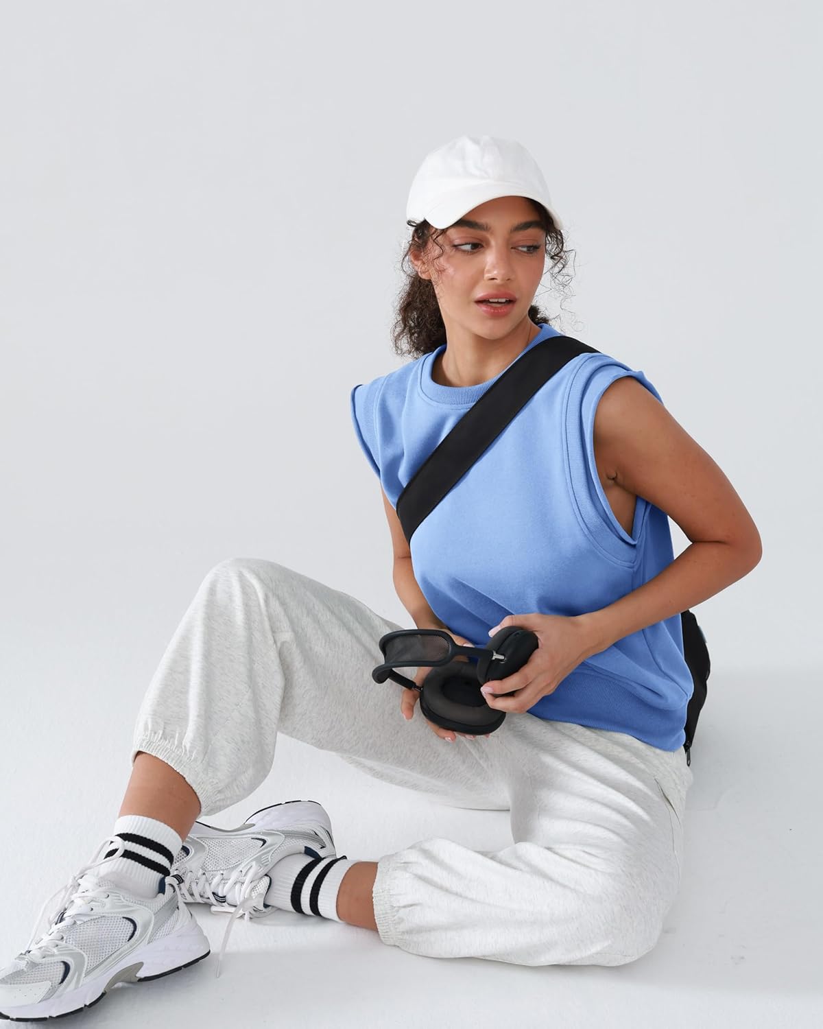 Workout Tank Tops Woman Crew Neck Athletic Tops Cotton Sweatshirt Loose Fit Muscle Tanks Runnning Gym Sports Shirt - Image 2