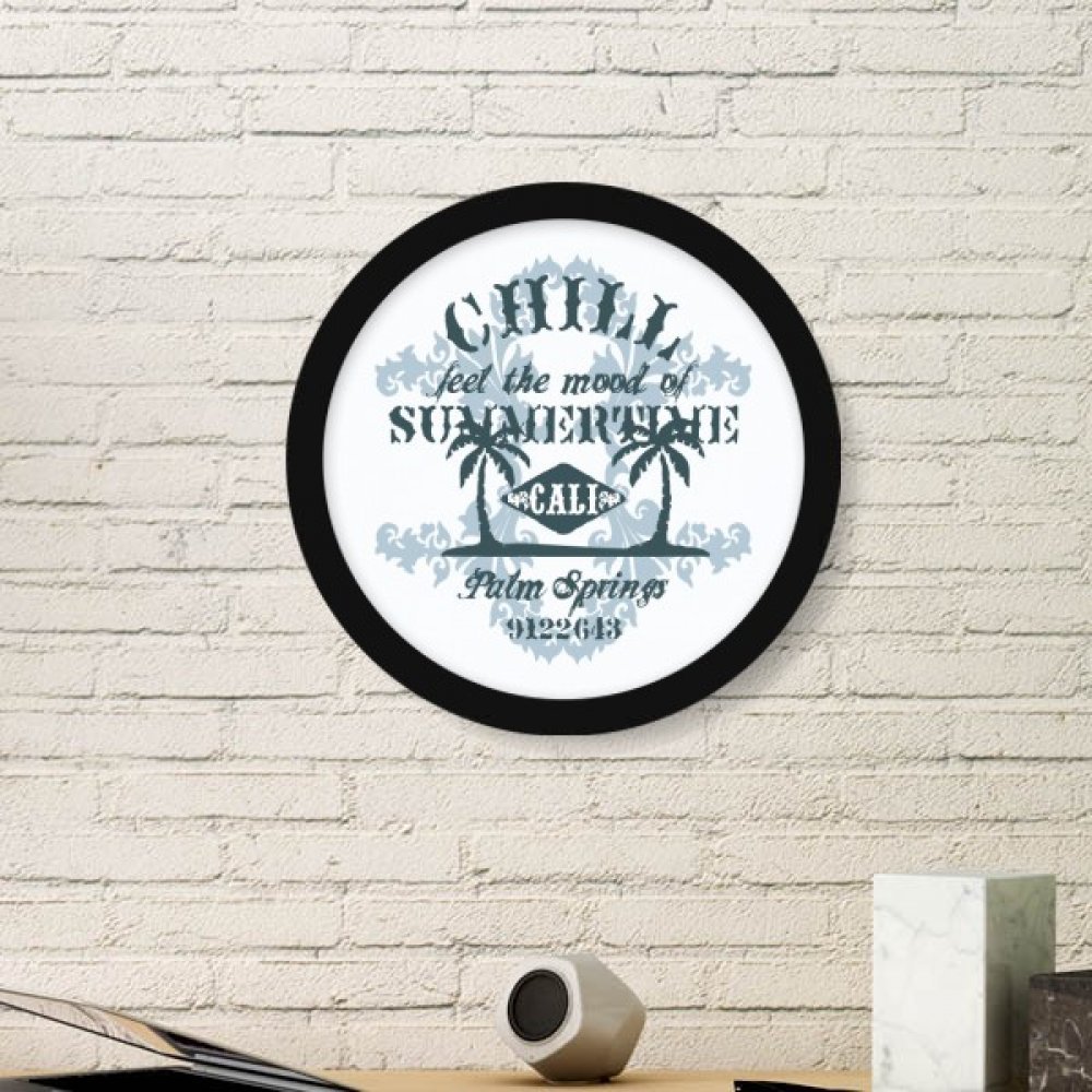Cadre photo rond en bois noir avec peinture plage et cocotier DIYthinker