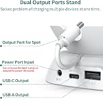 PlusAcc Stand pour la tache avec USB-C et USB-A Port de recharge, Support de bureau, Accessoires de support de table Compatible avec le spot ＆ Téléphones cellulaires ＆ Ecouteurs, base antidérapante (blanche)