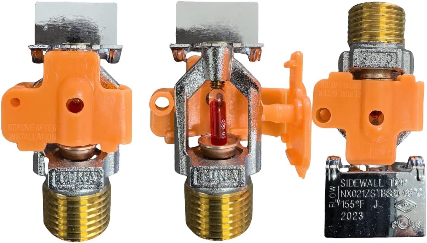 Fire Sprinkler Head Horizontal Sidewall Spray - FM Approved & UL Listed 1/2" NPT 155℉(68℃) K=5.6 (K80/metric) Standard Response for Automatic Fire Sprinkler System (6, Chrome)