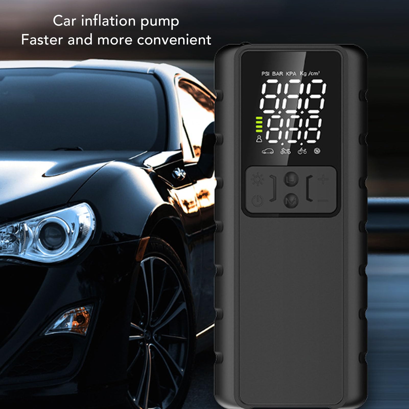 Haofy Bomba de Aire para Neumáticos de Coche con Pantalla LCD, Compresor de Aire Portátil con Parada Automática Alimentada por Batería de 150PSI para Uso de Emergencia, Material ABS Ignífugo