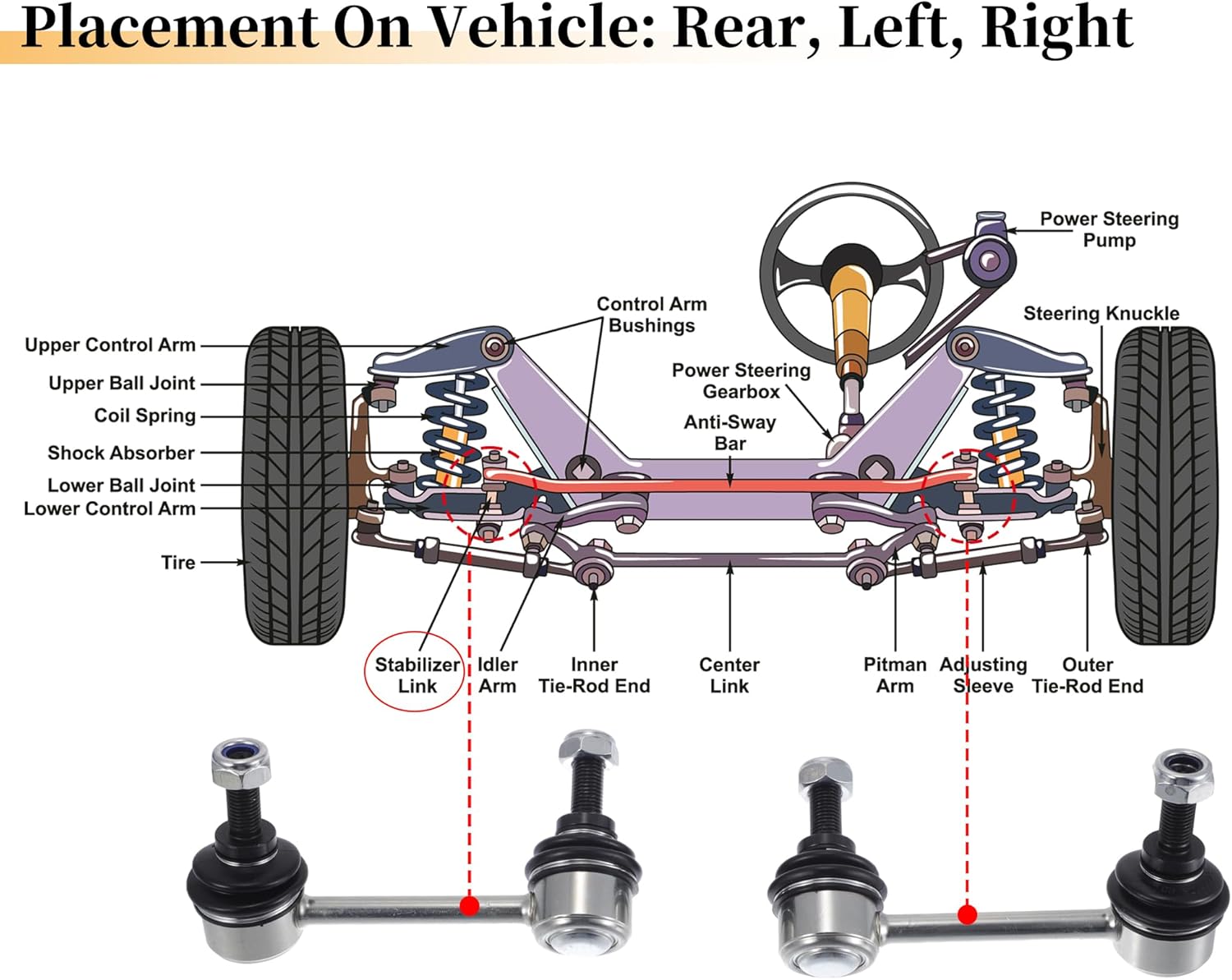 X AUTOHAUX 2pcs Rear Sway Bar Links Stabilizer Link Kit for Nissan Maxima 2009-2014 for Nissan Altima 2007-2013 Suspension Kit No.K750255/K750256