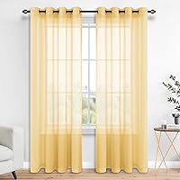 Vista 12 de Cortinas traslúcidas terracota de 84 pulgadas de largo para sala de estar y dormitorio, con ojales, estilo bohemio, aireadas, transparentes, de lino