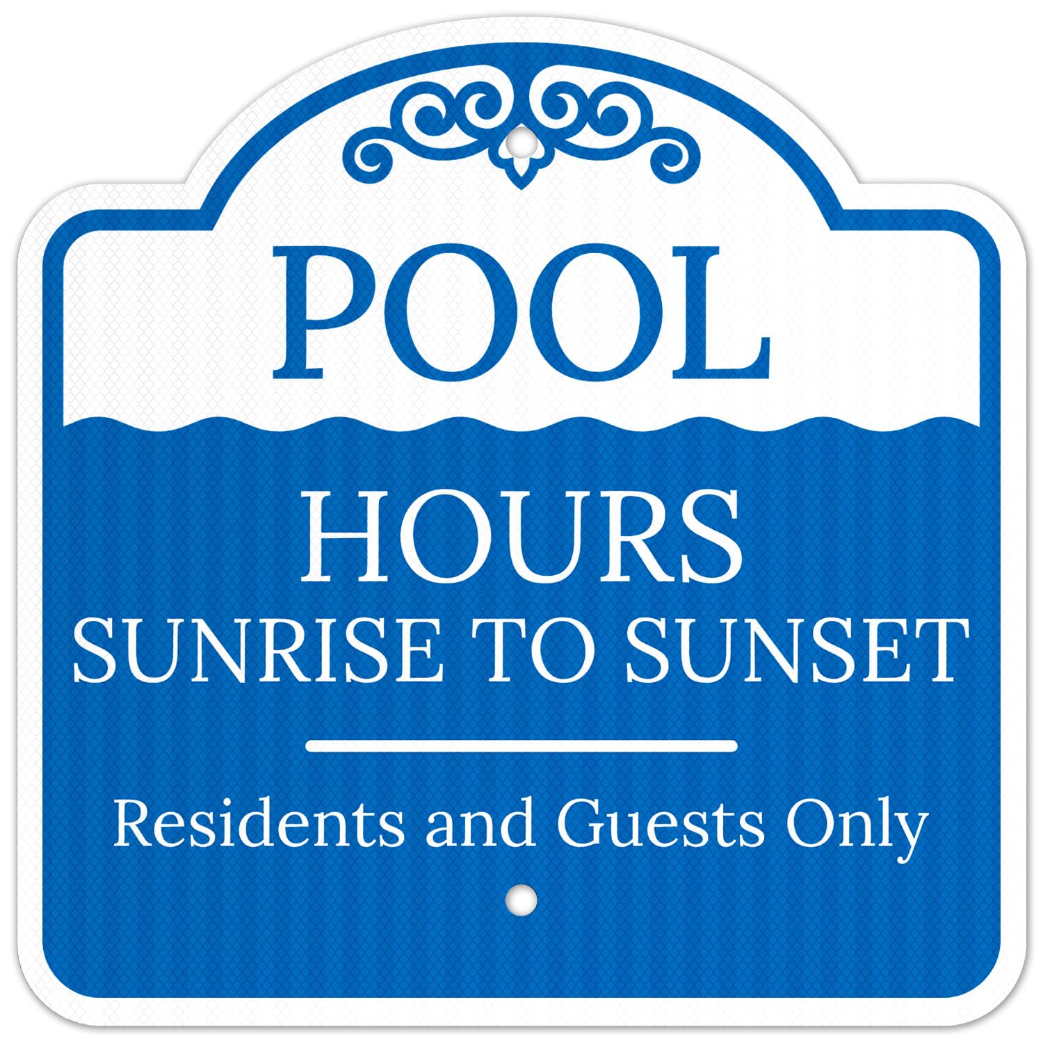 Pool Hours Sunrise to Sunset Residents and Guests Only Sign, 12x12 Inches, ACM, Fade Resistant, Made in USA by Sigo Signs