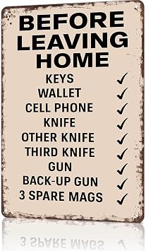 Vintage Metal Tin Sign Before Leaving Home Checklist Funny Wall Art for Home Living Room Garage Bar Decor 8X12 Inch