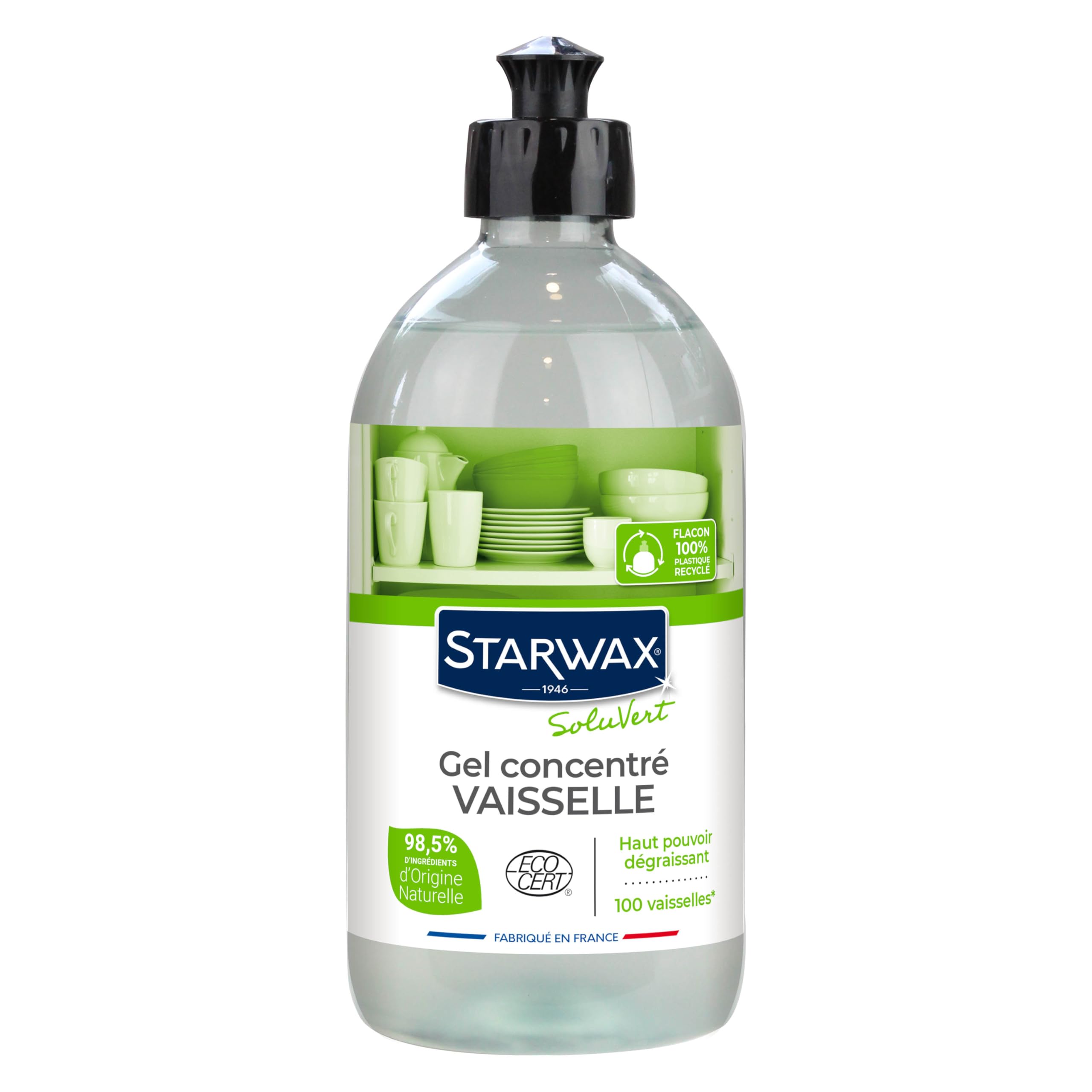 Liquide vaisselle concentré Starwax Soluvert 500ML Ecocert