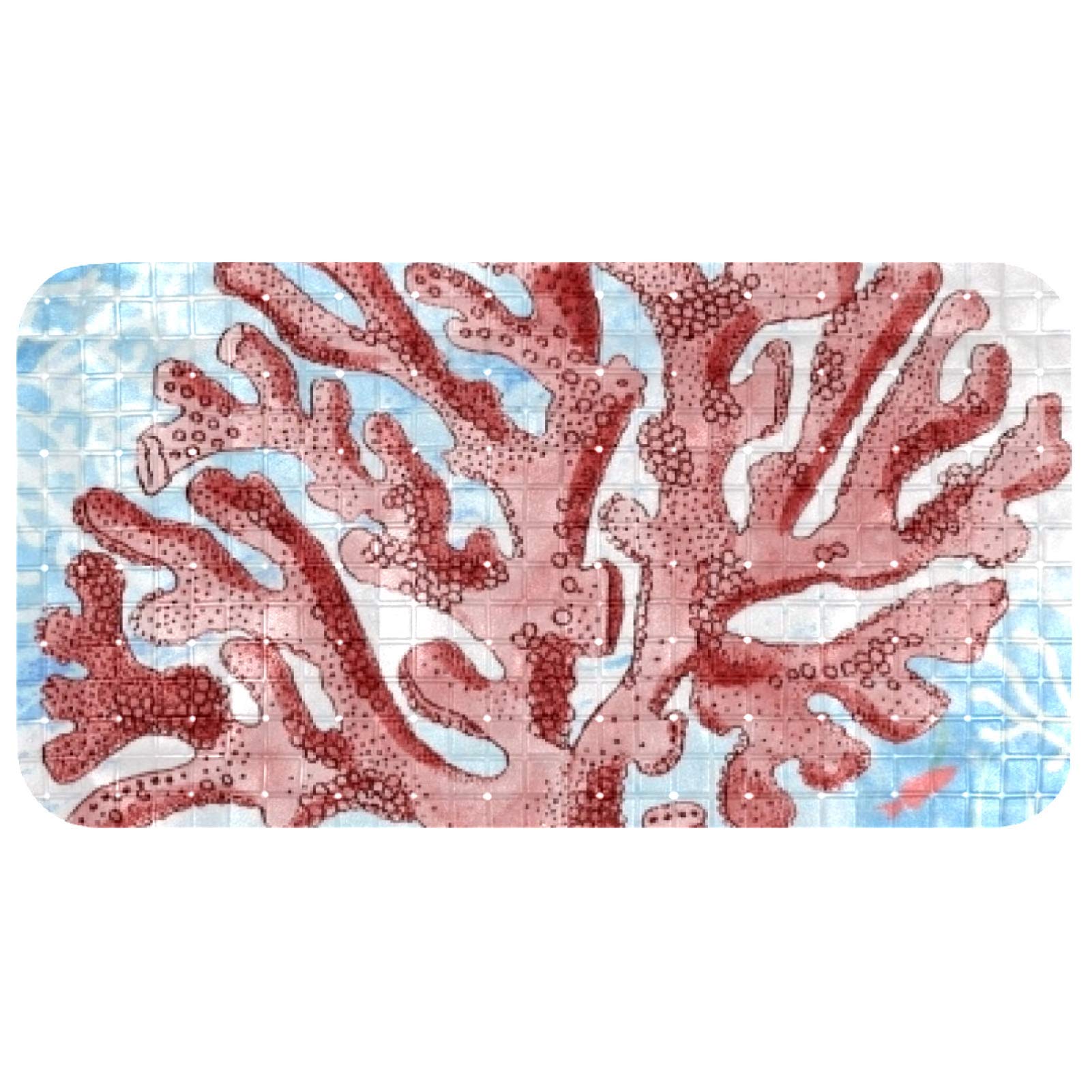Tapis rectangulaire Bennigiry grand corail 60x35 cm texturé pour douche et baignoire