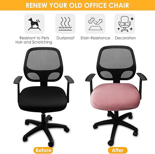 Miniatura 6 de Yikko Fundas elásticas de terciopelo de elastano para sillas giratorias de 14.96 a 20.47 pulgadas, protector para sillas giratorias de oficina,