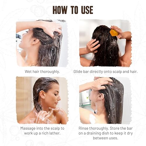 Miniatura 6 de Herbishh Barra de champú de aceite de ricino  Barra de champú sólido nutritivo para el crecimiento y adelgazamiento del cabello  Aceite de ricino