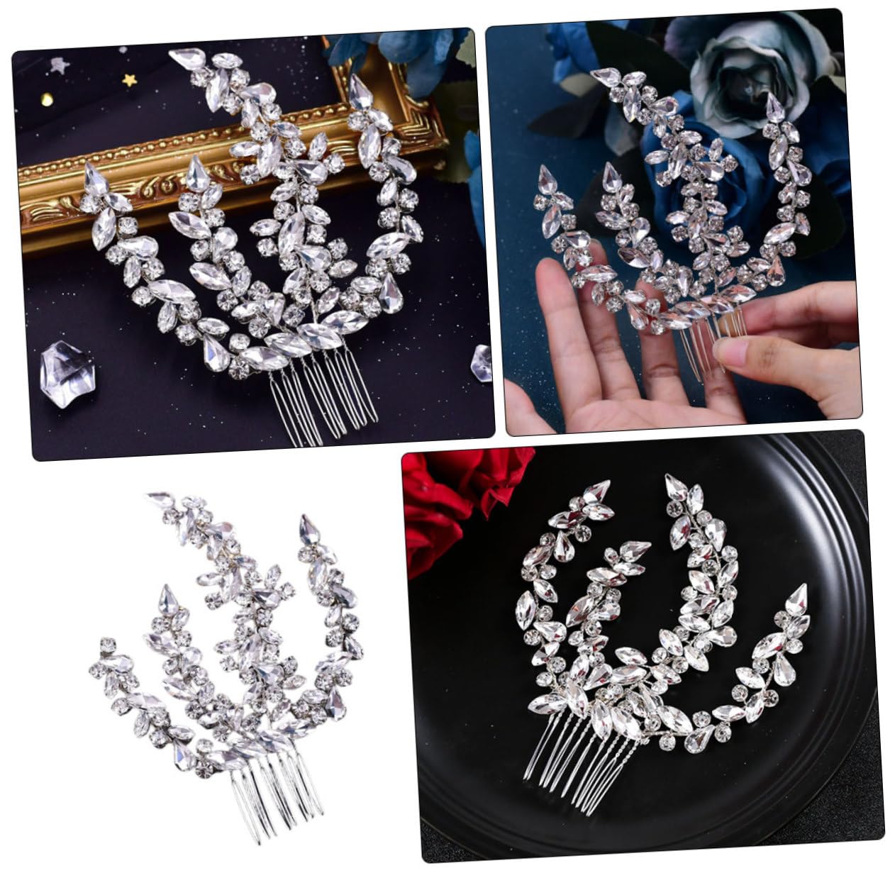 Pettine Laterale Brillanti Argento, Accessorio Chioma Elegante