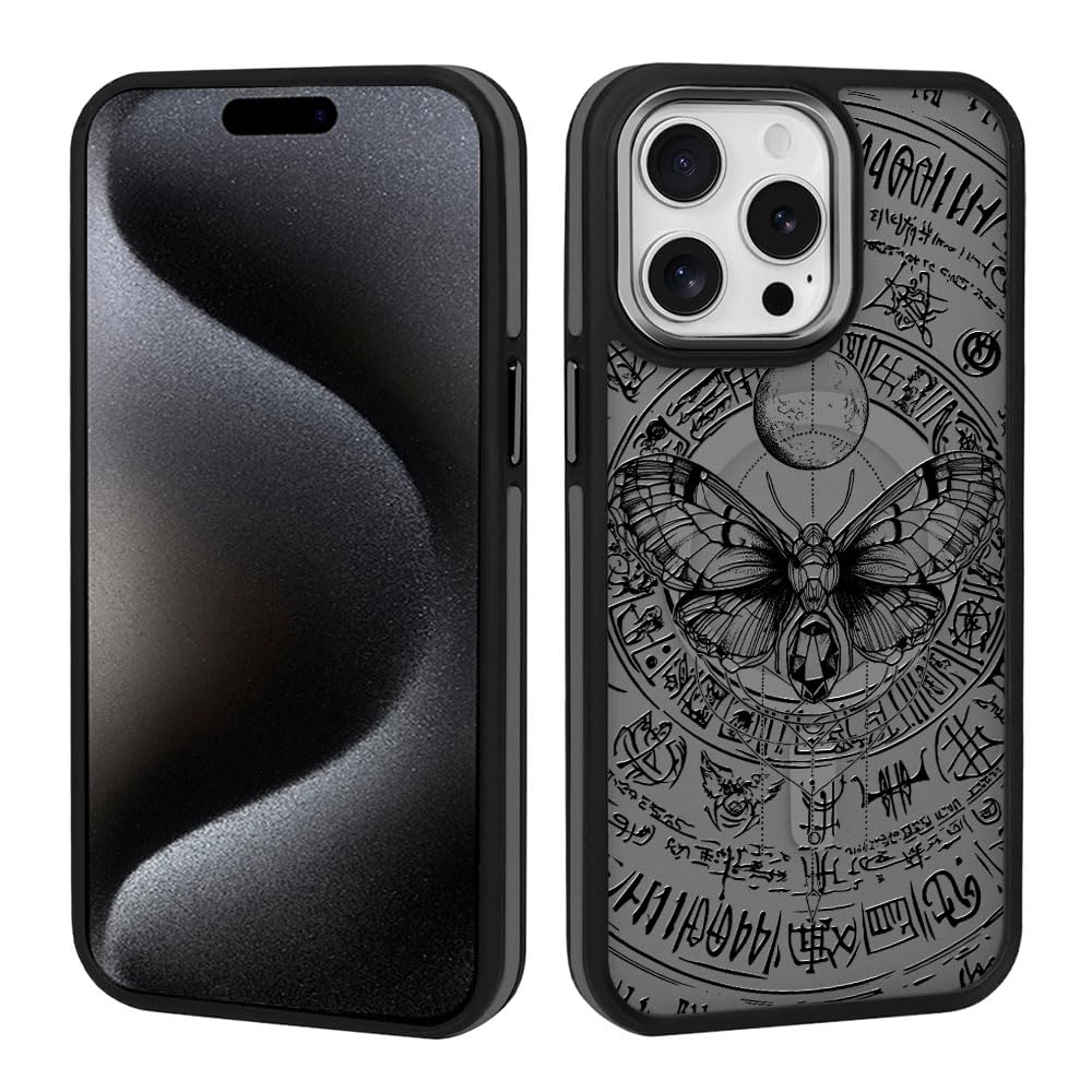 DAIZAG MagSafe-Hülle Für IPhone 15 Pro – Stoßfest, Schwarz-matt Durchsichtig Mit Drachen-Design