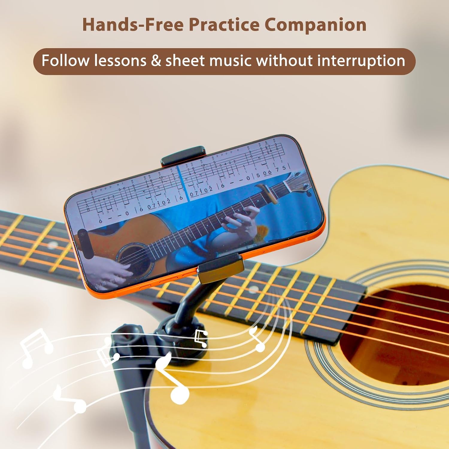 Guitar Phone Holder for Acoustic, Electric Guitar, Bass, Ukulele