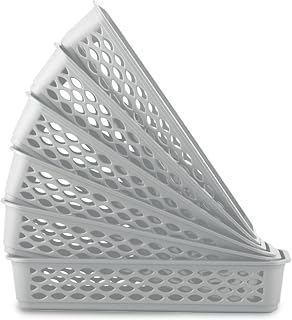 RATAN PLASTICWARE Diana Tray Rectangular-Narrow (Pack of 6) Plastic Storage for Desk Basket/Organizers for Stationery, Jew... Price In India