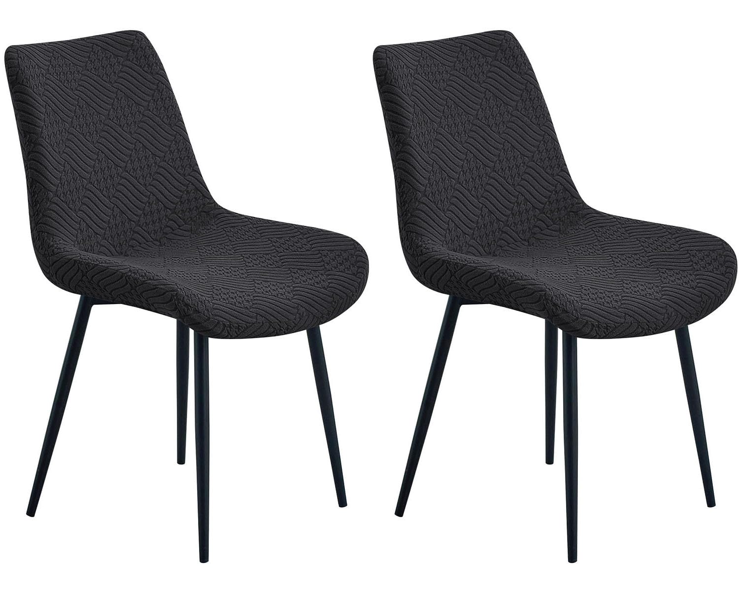YOPOIY Shell Chair Covers Stretch Curved Back Dining Chair Slipcovers (black,2 PCS)