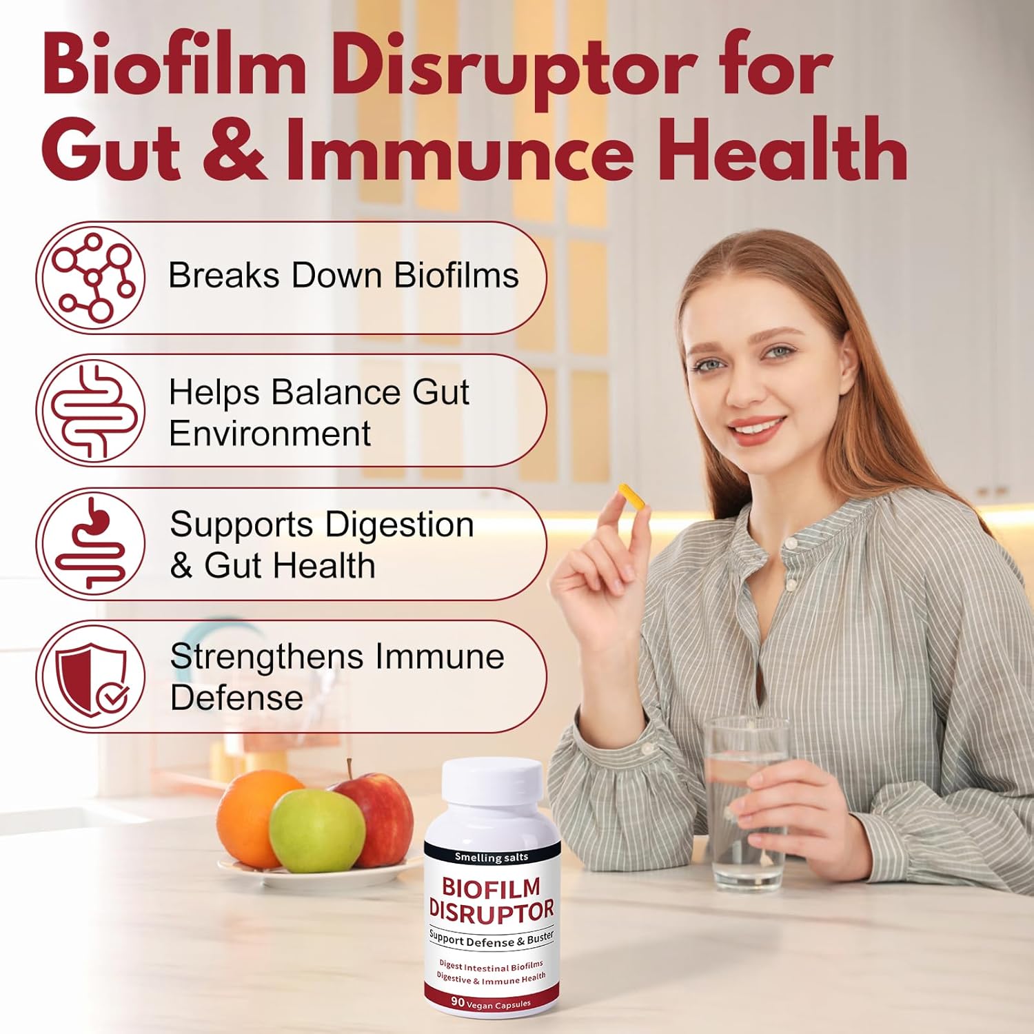Biofilm Disruptor, UTI Defense, Gut Detox Cleanse, W/Lipase & Glucoamylase, Defense & Buster for Gut & Immune Health, Enzymes for Stomach Digestion - 60 Vegan Capsules - Image 2