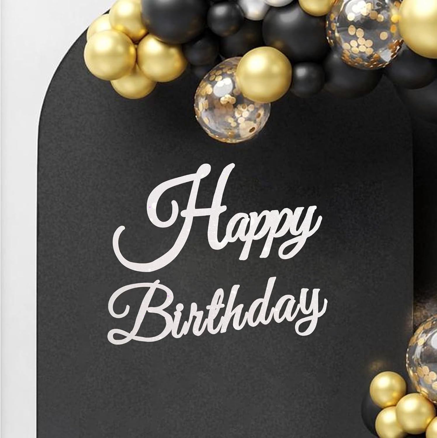 DecoGlee Happy Birthday Sign for Backdrop - Glitter Gold Felt Banner - Includes Dot Glue - Perfect for Wall Decr,Birthday Party Backdrop,Balloon Arch,Photo Background
