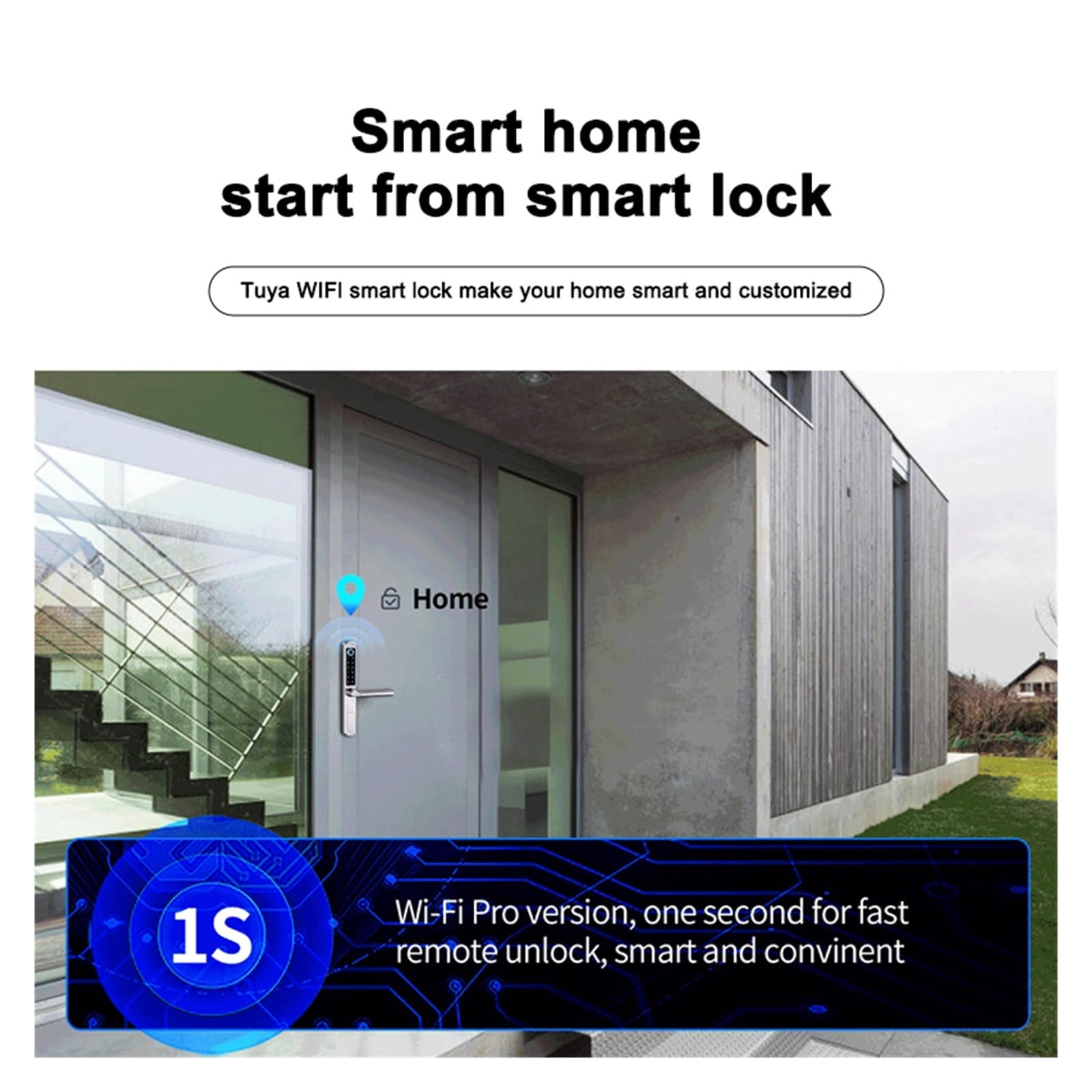 IP66 Inteligentny zamek ze stali nierdzewnej do aluminium patio przesuwny szklany zamek drzwi uchwyt aplikacji odciski palców elektroniczny zamek cyfrowy (kolor: czarny, zamek wpuszczany rozmiar: 22