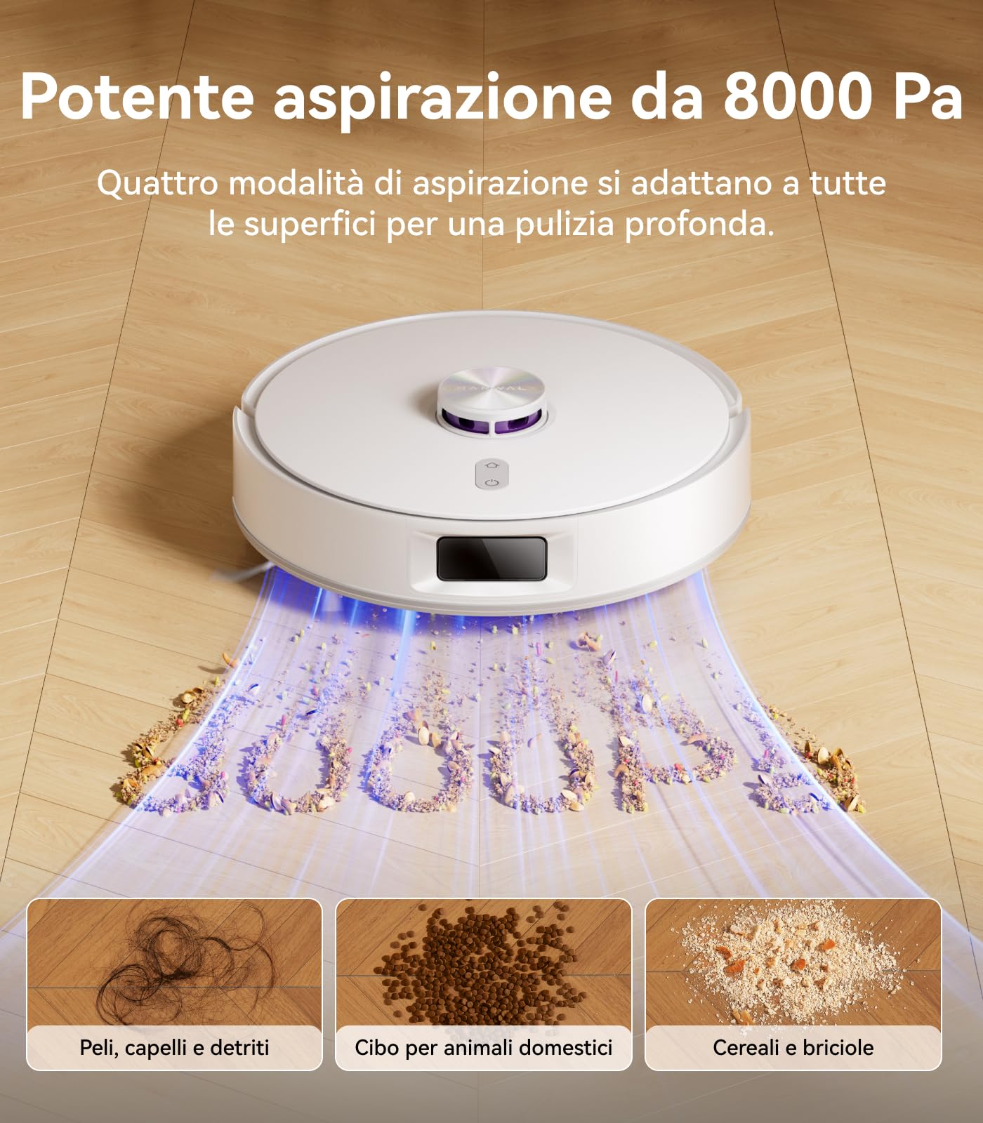 NARWAL Freo S Robot Aspirapolvere Lavapavimenti, 8000Pa, Pulizia Efficace a 8N, Stazione di Svuotamento Automatica da 3.5L, Navigazione Laser LDS e Mappatura 3D, Controllo Remoto via APP