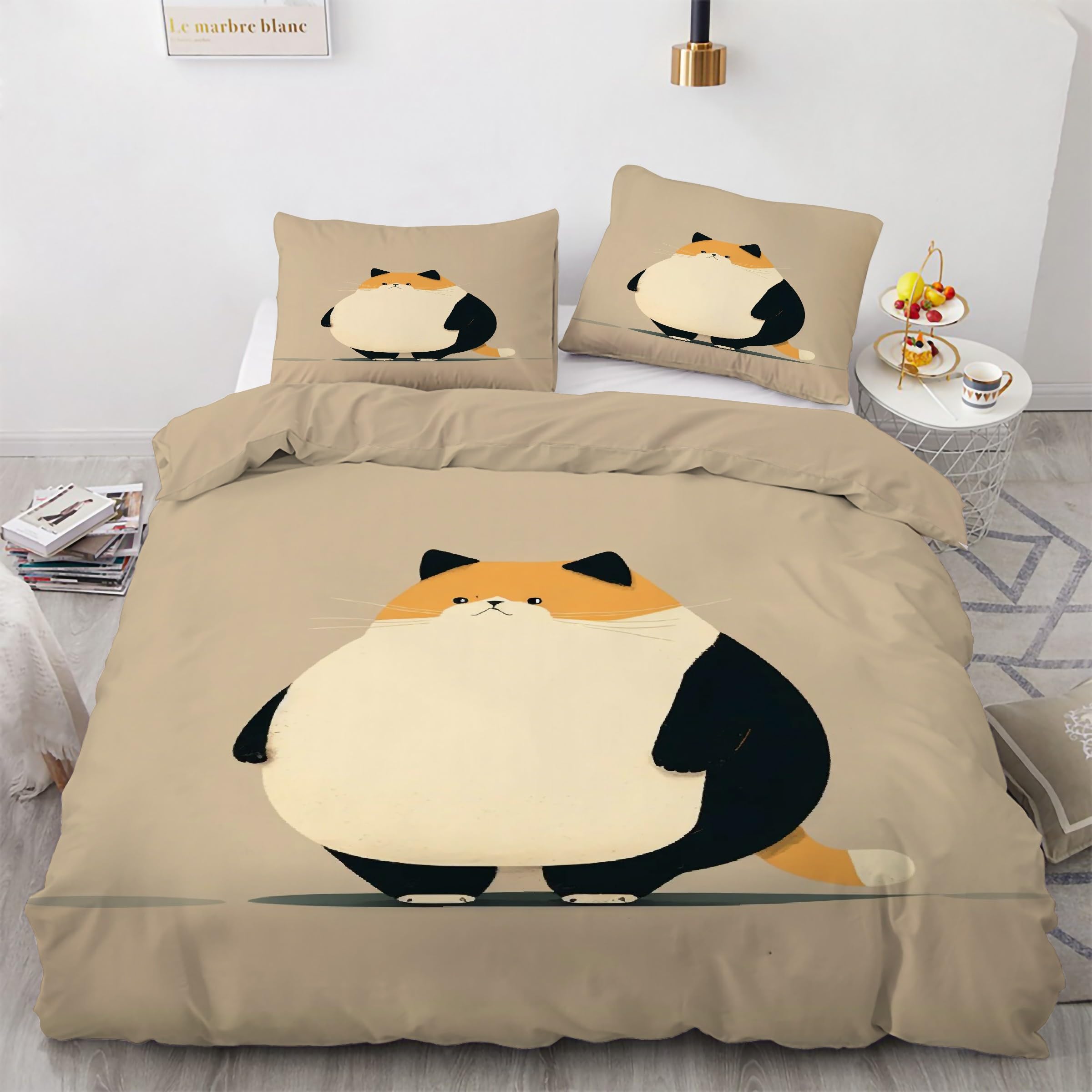 Housse de Couette Fermeture Éclair anti-glissement Ensemble Lit 220x240 Chat