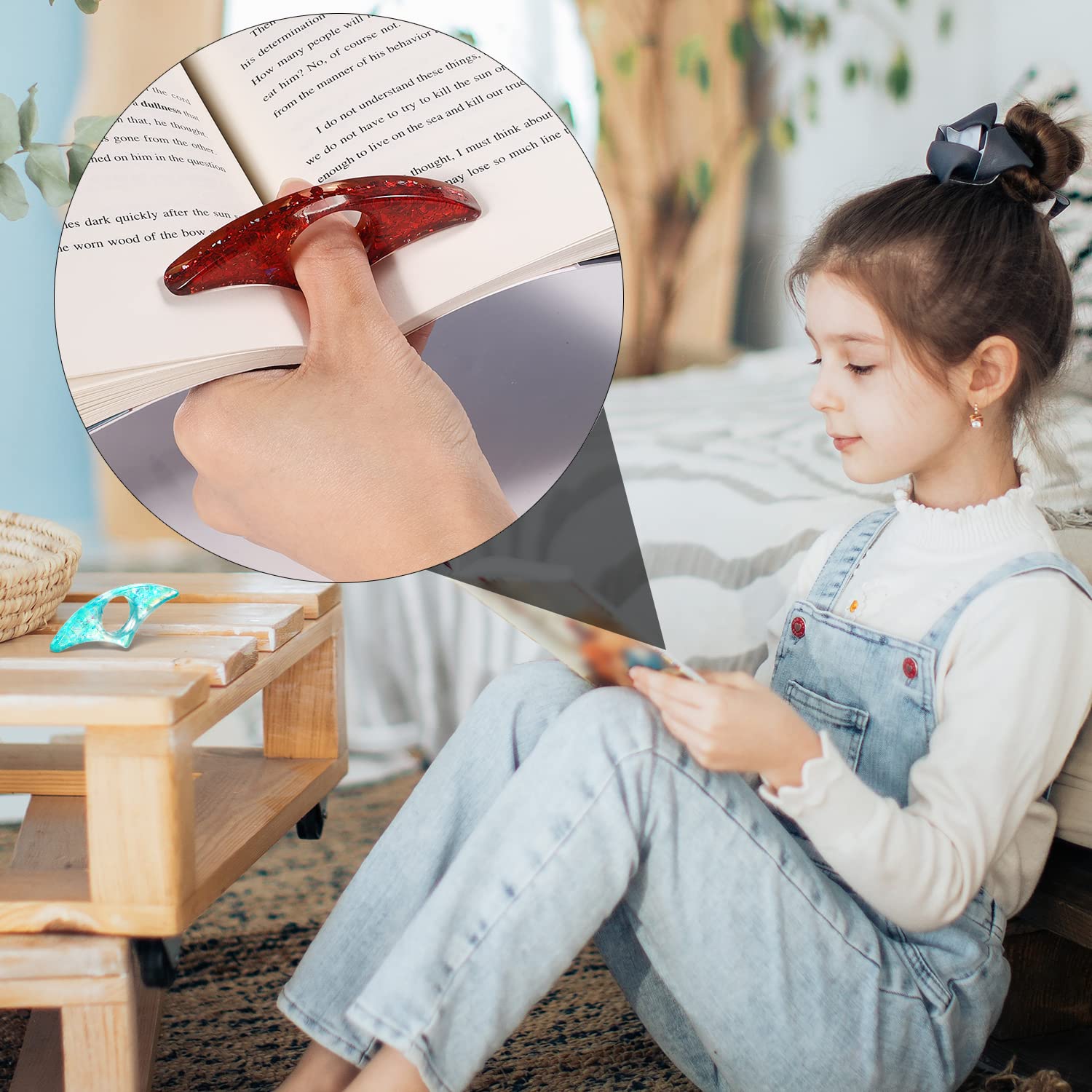 2 stks Lezen Duim Houder, Hars Boek Pagina Houder Duimlezer Duim Bladwijzer Houder Boek Lezen Accessoires voor Leraar, Studenten, Boeklezer, Boekenliefhebbers