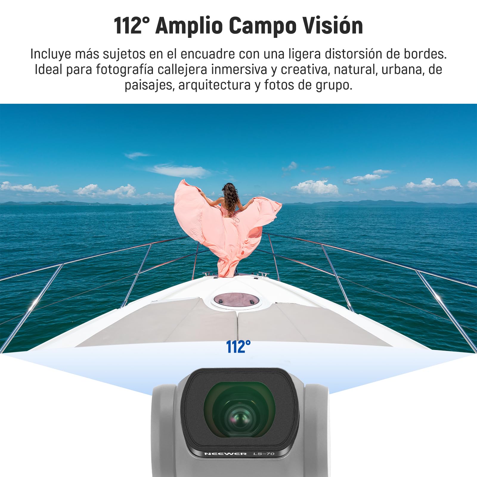 NEEWER Objetivo Gran Angular 0,72X FOV 112° Compatible con dji Osmo Pocket 3 / Pocket 4 / Xtra Muse Creator Combo Accesorios, Lente Asférica Action CAM Multicapa magnética con Marco de Metal