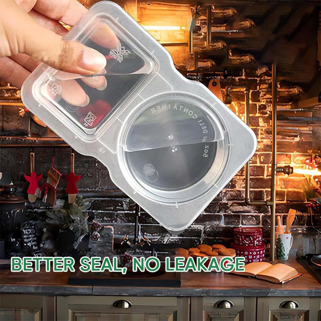 20Stk Double Compartment Snack Containers with Lids, Salatdressing Behälter, Gewürzbehälter mit 2 Fächern, Snacks Auslaufsichere Gewürzbehälter für Mittagessen Picknicks und Reisen